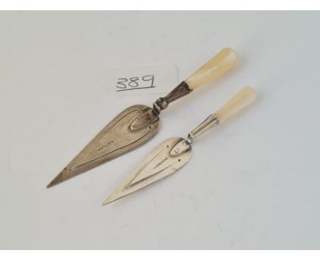 Two silver &amp; MOP trowel book marks