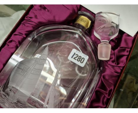Another Zaglo glass limited edition boxed decanter &amp; stopper 'The yacht race' -11" high