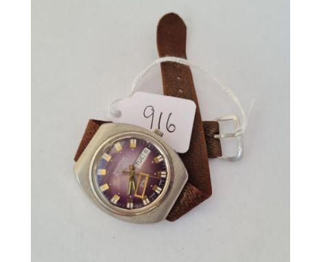 A gents wrist watch by MONTINE with purple dial, seconds sweep &amp; calendar aperture