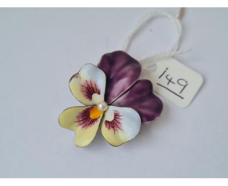 A art nouveau silver &amp; enamel brooch in the form of pansies 
