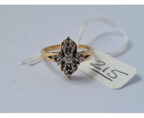 A diamond ring in 9ct - (some stones missing) - size N - 2.7gms
