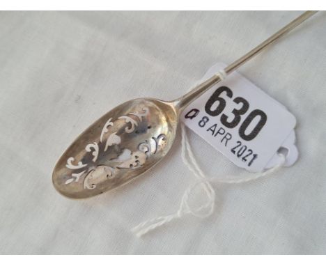 A George III mote spoon with pieced rat tailed bowl and arrow end 