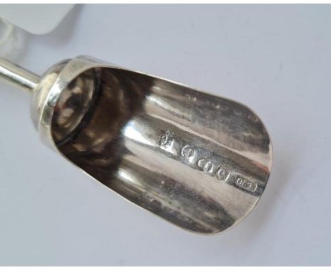 A Georgian scoop shaped caddy spoon with turned handle B'ham 1802 by C&amp;B