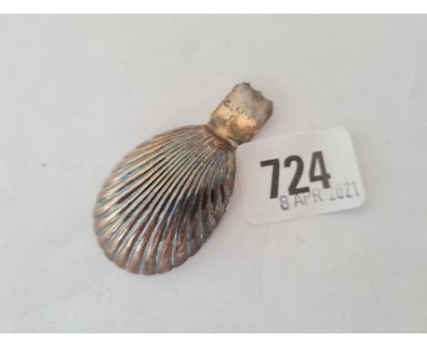 A George III caddy spoon bright cut with shell bowl B'ham by ML 