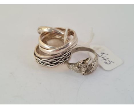 Silver Russian style ring, Celtic ring &amp; fox head ring