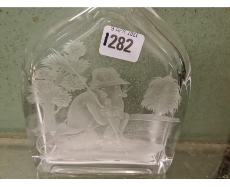 Another Zaglo glass limited edition boxed decanter &amp; stopper also of a fishermen '' 10" high