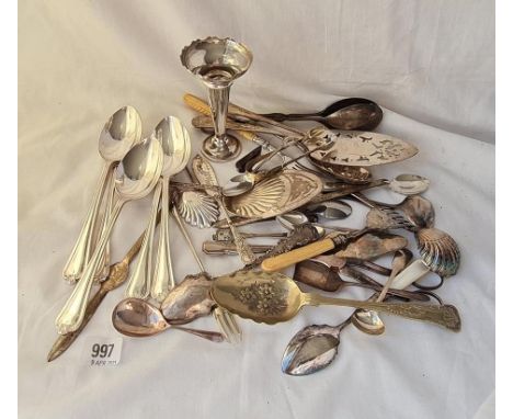 A bag of cutlery caddy spoon etc. 