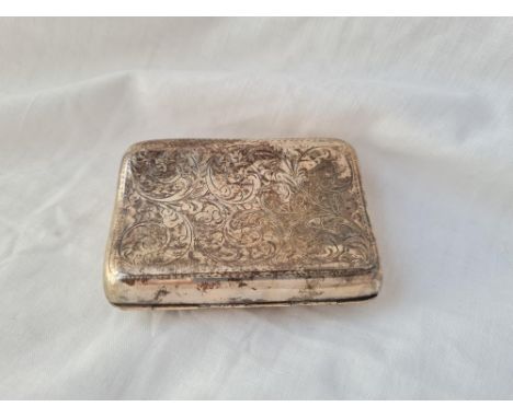A engraved cigarette case of curved outline B'ham 1908 63 gms 