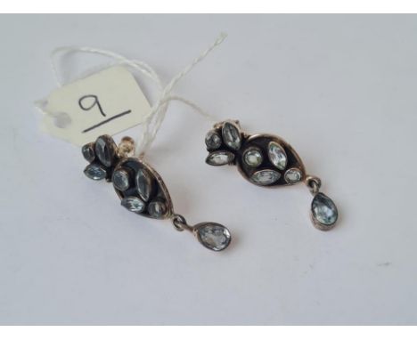 A pair of vintage silver aquamarine earrings