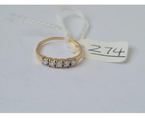 A multi stone ring in 9ct - slightly misshaped) size M