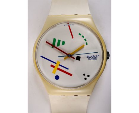A BOXED SWATCH 'MAXI-SWATCH' WALL CLOCK C1987  212cm long overall