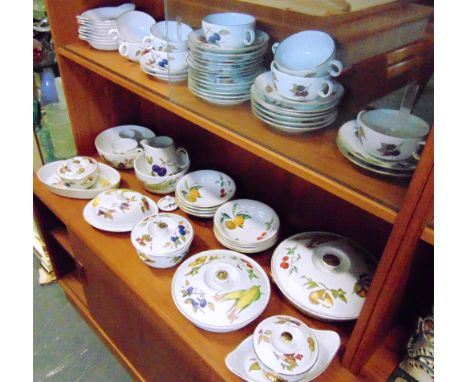A GROUP OF ROYAL WORCESTER 'EVESHAM' CERAMICS  including two handled bowls on stands, bowls and serving dishes, tureens etc.