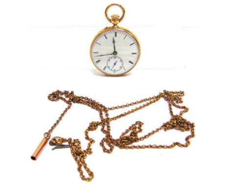 HENRY CAPT, A GOLD OPEN FACED FOB WATCH unmarked the unsigned enamel dial with black Roman numerals, hands and subsidiary sec