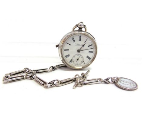 W. WINSLADE, BRIDGWATER, A LATE VICTORIAN SILVER OPEN FACED POCKETWATCH  Birmingham 1886, key wound, English lever escapement