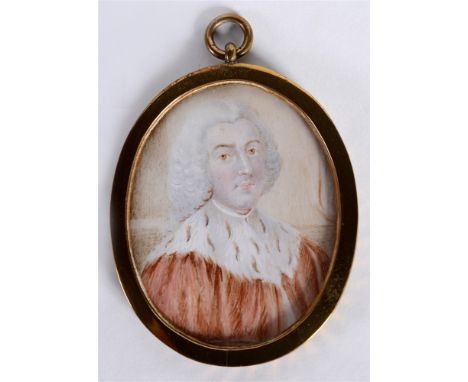 ATTRIBUTED TO R.S. COPLEY (BRITISH, 19TH CENTURY)  Miniature Portrait of William Pitt, Earl of Chatham,  watercolour and body