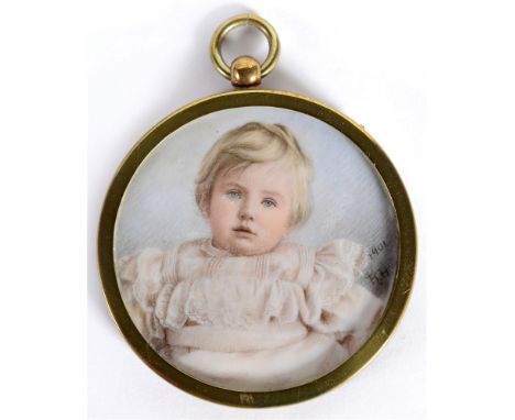 K.S. (BRITISH, EARLY 20TH CENTURY)  Miniature Portrait of a Young Girl,  watercolour, signed with initials and dated '1901' l