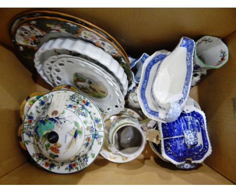 Assorted ceramics including Copeland Spode 'Tower', flan dish, Bunnykins baby dish and assorted pieces (1 box) 