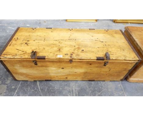 19th century pine tool chest, with carrying handles