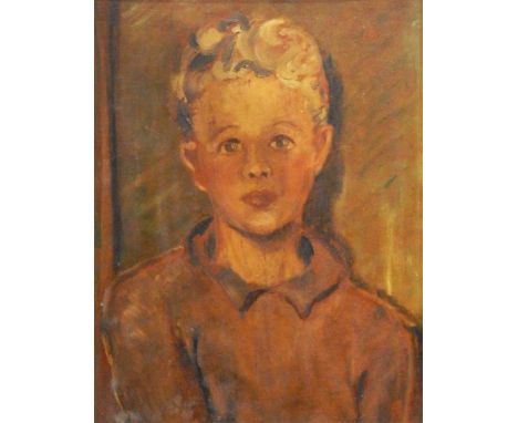 Early 20th century schoolOil on boardHalf-length portrait of young boy, 44cm x 35cm 