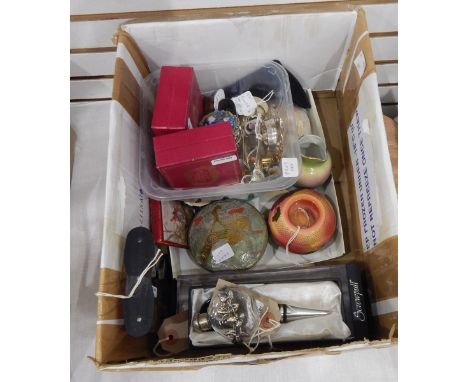 Pair of silver sugar nips, two Halcyon Days enamel boxes, a compact and various other items