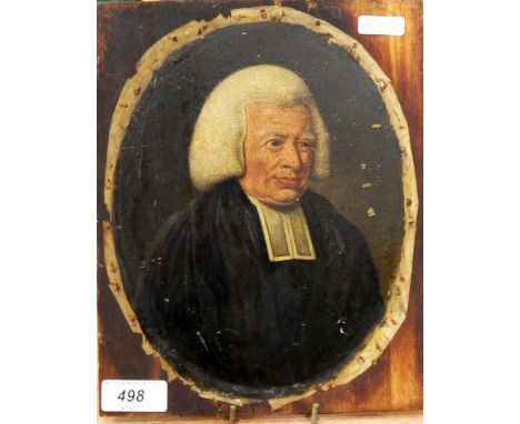 Unattributed (19th century) Oil on board Head and shoulders portrait of a clergyman, Josiah Tucker, oval, 21cm 16cm (biograph