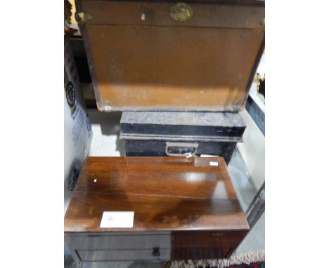 Canteen box, a canvas and wooden trunk and a tin trunk (3) 