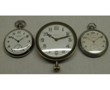 1930's Cortebert keyless wound pocket watch,  Cortebert chrome plated keyless wound pocket watch, Octava Watch Co, Switzerlan