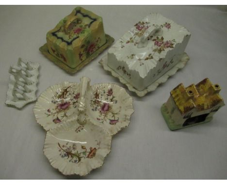 W &amp; R Carlton ware Clematis cheese dish and cover, similar cheese dish and cover, Carlton ware pastille burner in the for