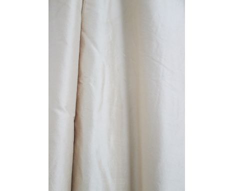 CURTAINS, a pair, in cream, silk lined and interlined, each 237cm drop x 80cm W. (2)