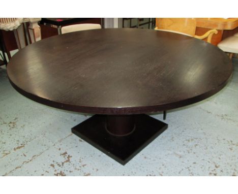 B&B ITALIA DINING TABLE, round darkwood top on gun barrel column platform base, 160cm diam x 75cm H.