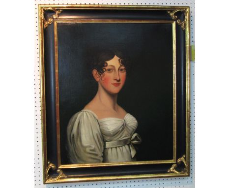 19TH CENTURY SCHOOL, 'Portrait of a Young Lady', circa 1840, oil on canvas, 50cm x 61cm, framed. 