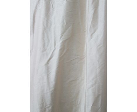 CURTAINS, a pair, in cream, silk lined and interlined, each 237cm drop x 80cm W. (2)