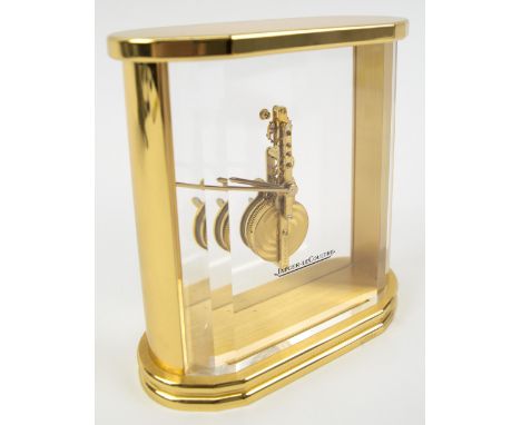 JAEGER LE COULTRE SKELETON MANTEL CLOCK, with facetted lucite front, exposed gilt brass jewelled movement and linear hands, g