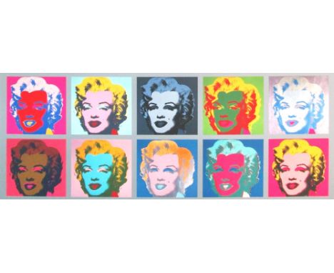 ANDY WARHOL (American, 1928-1987), 'Marilyn', lithograph in colours, 50cm x 113cm, framed. 