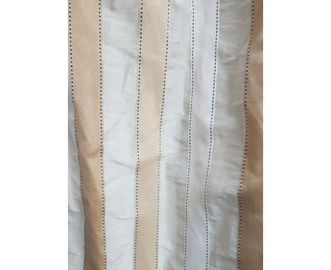CURTAINS, a pair, in cream and beige, lined and interlined, each 82cm W x 237cm drop. (2)