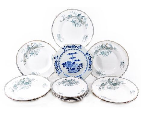 A 18thC Chinese export blue and white plate, of octagonal outline decorated with flowers, unmarked, 22cm W, and various soup 