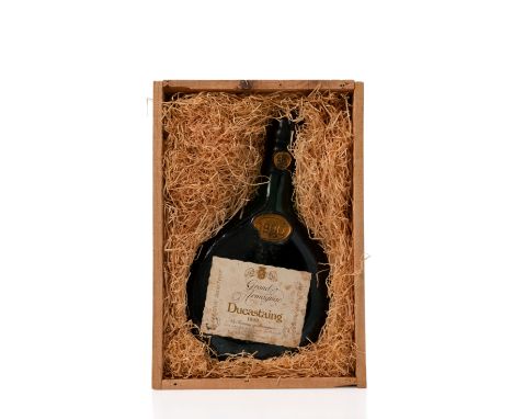 Ducastaing Grand Armagnac-1900u. 3cms below base of wax capsule; bin-soiled label; chipped wax button; wood presentation box;