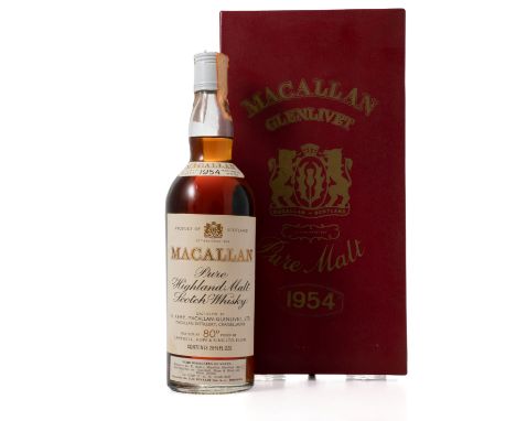  The Macallan-1954 Distilled by R. Kemp, Macallan-Glenlivet Ltd. Bottled by Campbell, Hope, and King Ltd.Imported by F.lli Ri