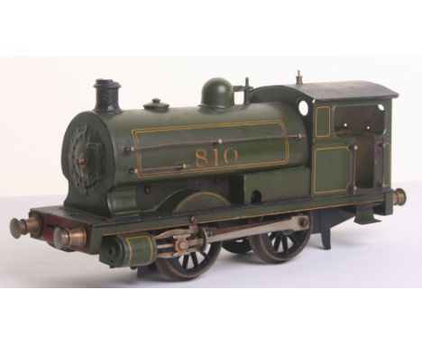 Bassett-Lowke gauge I c/w 0-4-0 Peckett Saddle Tank engine No.810, circa 1920, with twin cylinders, handrails, dome, stop/sta