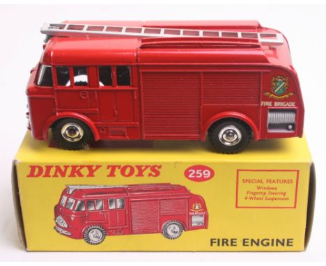 Dinky Toys 259 Fire Engine, red body, spun wheel hubs, silver ladder, ‘Fire Brigade’ decals, in near mint boxed condition, a 