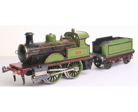 * Bing gauge I live steam 0-4-0 G.N.R locomotive 776 and tender, circa 1905, cab with forward/reverse and stop/start levers, 