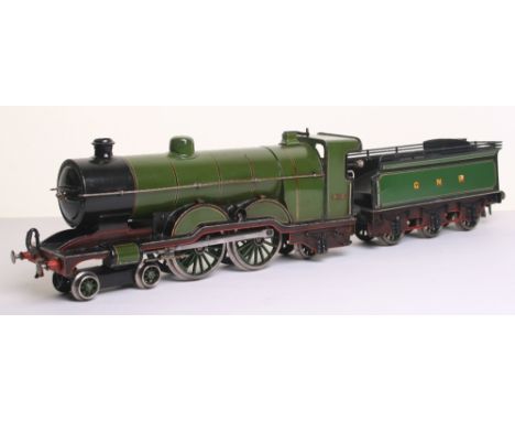 * Bing for Bassett-Lowke c/w gauge I Atlantic class 4-4-2 G.N.R locomotive 1425 and tender, circa 1913, cab with forward/reve