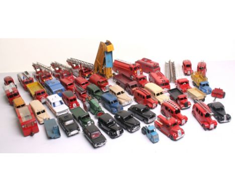 Quantity of Playworn/repainted Dinky Toys including:164 Vauxhall Cresta (repainted) Trojan Van OXO, Humber Hawk police car, 2