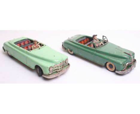 Arnold  (Western Germany) Two Open Top Tin plate cars, Cadidat dark green complete and light green open top car, missing wind