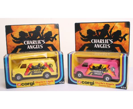 Scarce Corgi Toys 434 Charlies Angels Pre-production Colour Trail Custom Van, yellow body, amber windows, spoked wheels, with