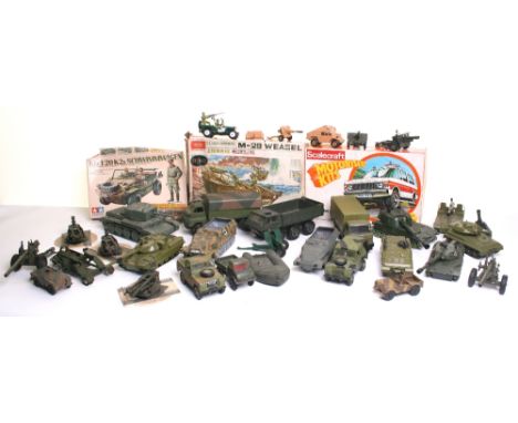 Quantity of Playworn Military Models, including:Dinky Toys 155mm mobile gun, Alvis Scorpion Tank, Leopard Tank, Foden,Alvis S