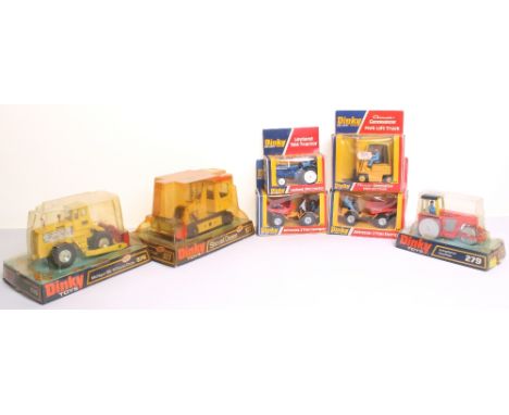 Dinky tractor and construction vehicles, 308 Leyland 384 tractor blue, 279 Aveling-Barford Diesel roller orange silver roller