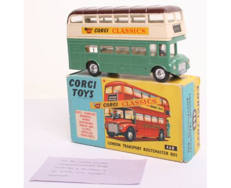 Corgi Toys 468 Routemaster Bus New South Wales Livery “Corgi Classics” side decals , green lower body, cream upper, cream int