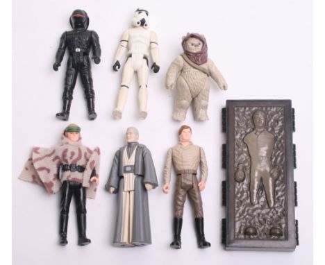 Selection of Vintage Star Wars Last 17 Action Figures, consisting of Luke Skywalker Stormtrooper Disguise with helmet, Han So