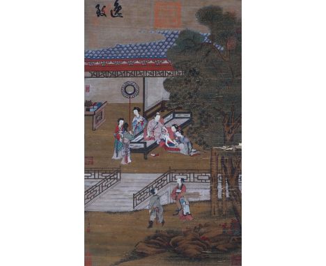 A Chinese Scroll Painting By Zhou Fang Tang Dynasty Dimensions: 35 x 20 3/8 inches (89cm x 52cm)